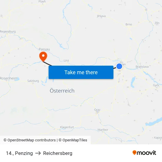 14., Penzing to Reichersberg map
