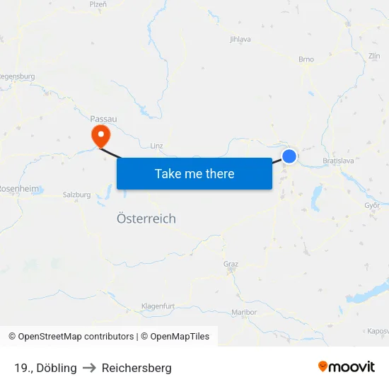 19., Döbling to Reichersberg map