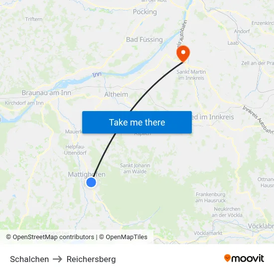 Schalchen to Reichersberg map
