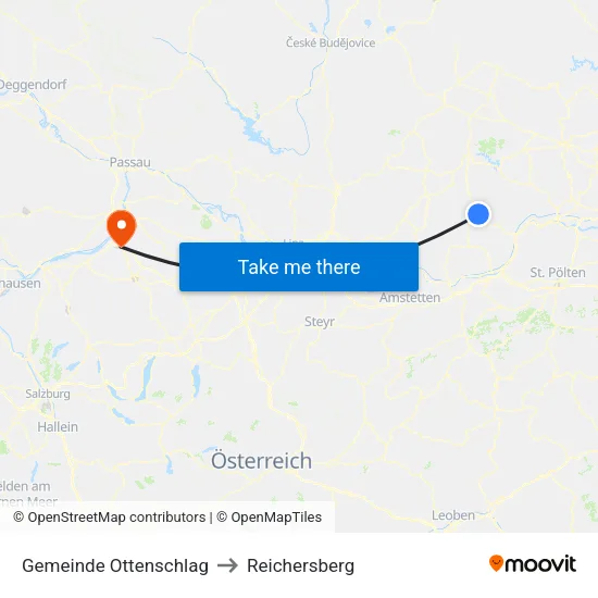 Gemeinde Ottenschlag to Reichersberg map