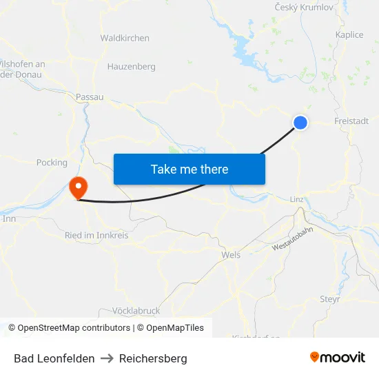 Bad Leonfelden to Reichersberg map