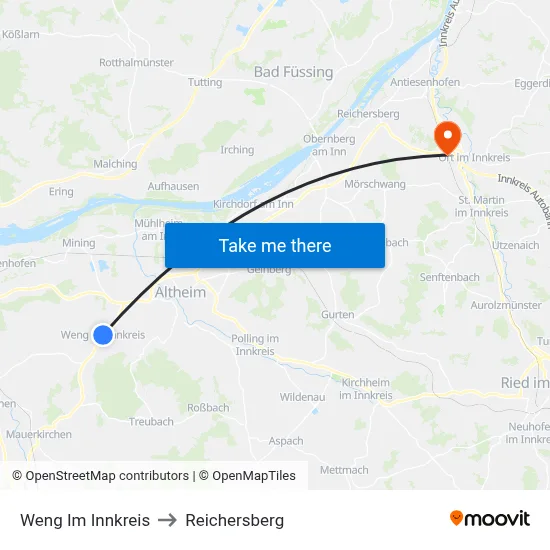 Weng Im Innkreis to Reichersberg map