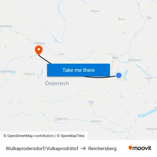 Wulkaprodersdorf/Vulkaprodrštof to Reichersberg map