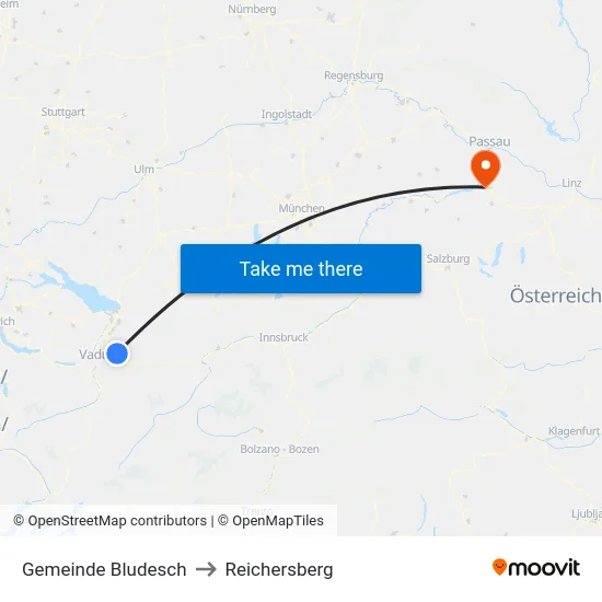 Gemeinde Bludesch to Reichersberg map