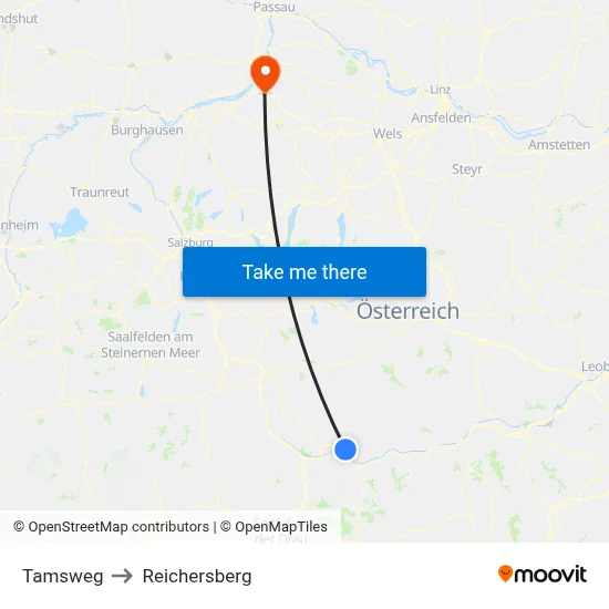 Tamsweg to Reichersberg map