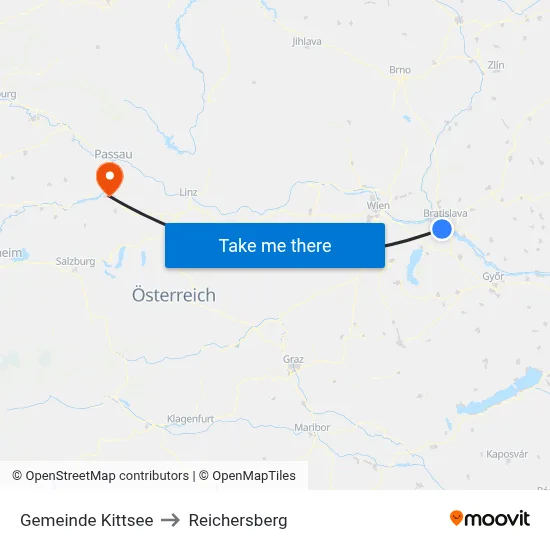Gemeinde Kittsee to Reichersberg map
