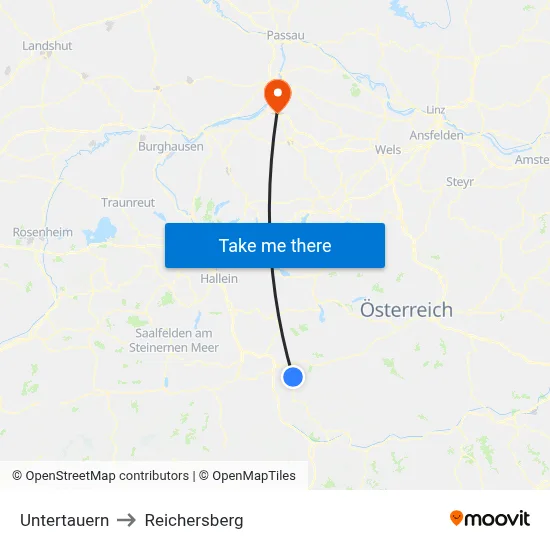 Untertauern to Reichersberg map