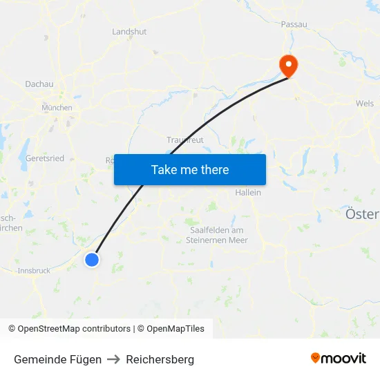 Gemeinde Fügen to Reichersberg map