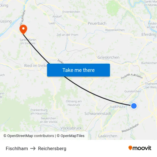 Fischlham to Reichersberg map