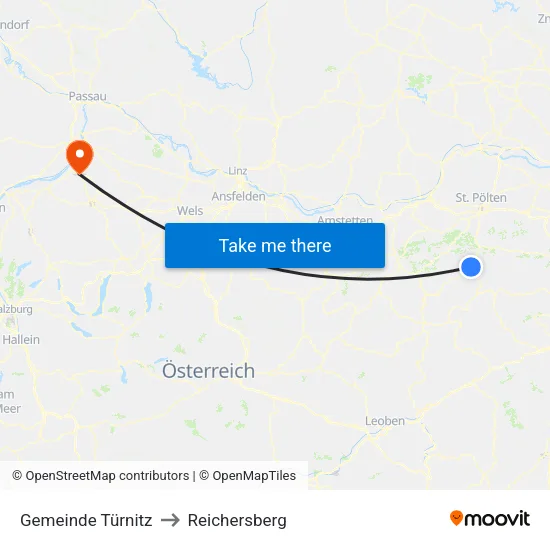 Gemeinde Türnitz to Reichersberg map