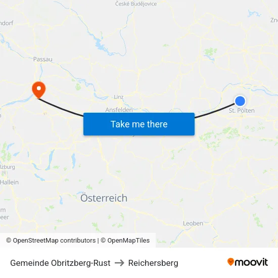 Gemeinde Obritzberg-Rust to Reichersberg map