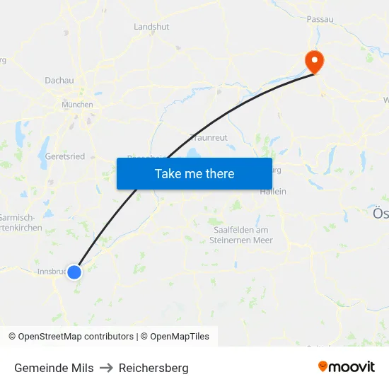 Gemeinde Mils to Reichersberg map