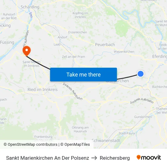Sankt Marienkirchen An Der Polsenz to Reichersberg map