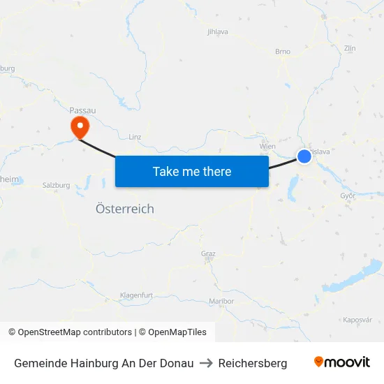 Gemeinde Hainburg An Der Donau to Reichersberg map