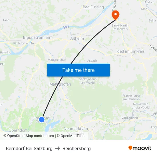 Berndorf Bei Salzburg to Reichersberg map