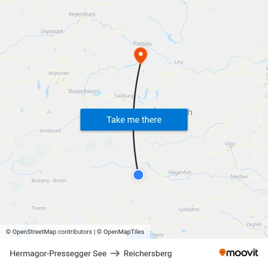 Hermagor-Pressegger See to Reichersberg map
