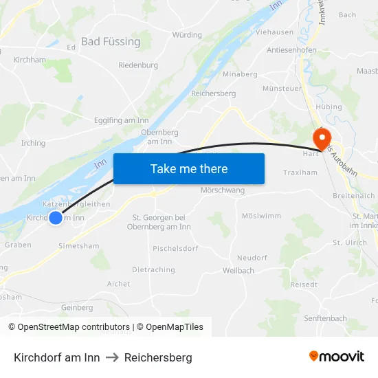 Kirchdorf am Inn to Reichersberg map