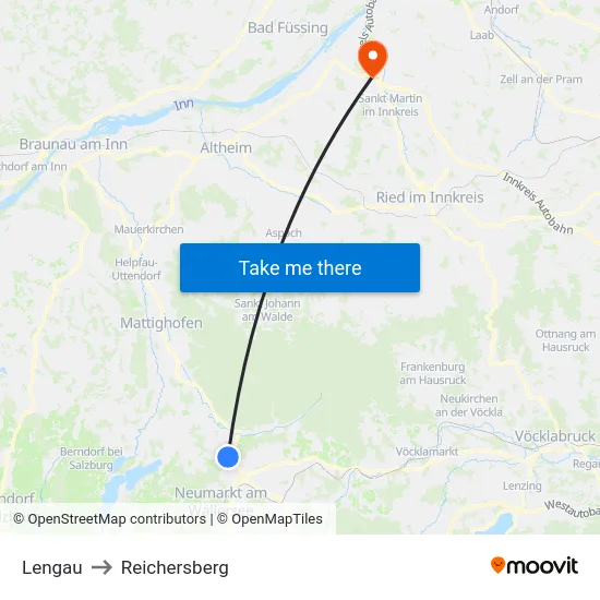 Lengau to Reichersberg map