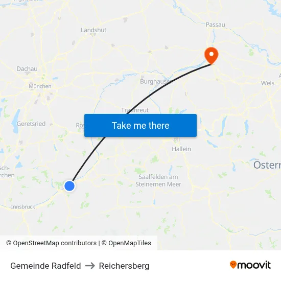Gemeinde Radfeld to Reichersberg map
