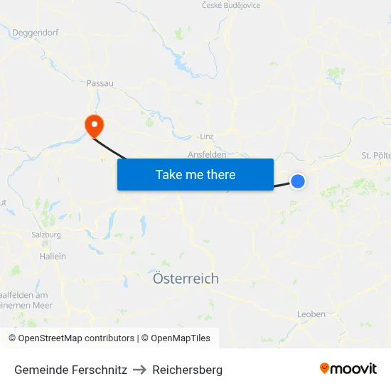 Gemeinde Ferschnitz to Reichersberg map