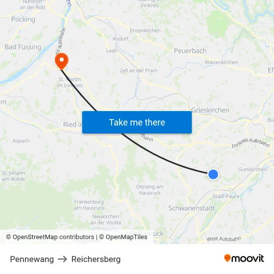 Pennewang to Reichersberg map