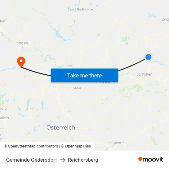 Gemeinde Gedersdorf to Reichersberg map