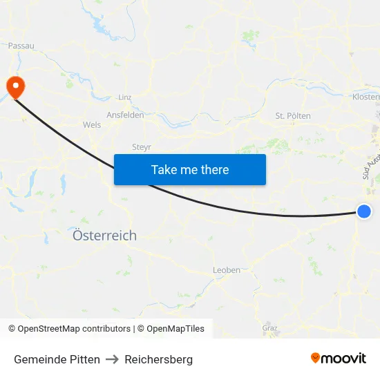 Gemeinde Pitten to Reichersberg map