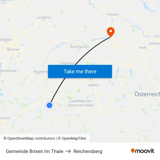 Gemeinde Brixen Im Thale to Reichersberg map