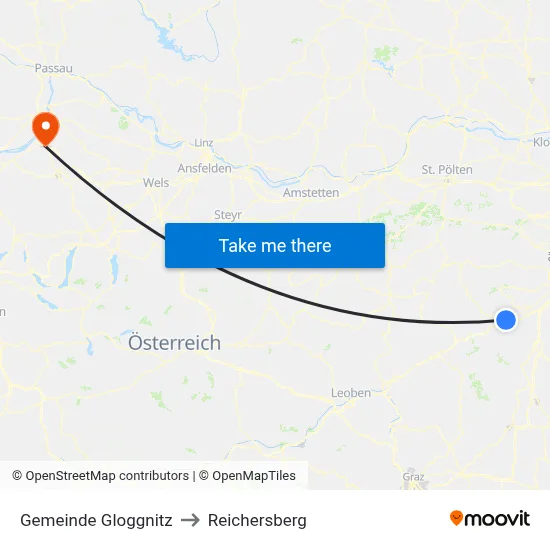 Gemeinde Gloggnitz to Reichersberg map