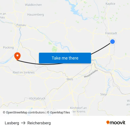 Lasberg to Reichersberg map