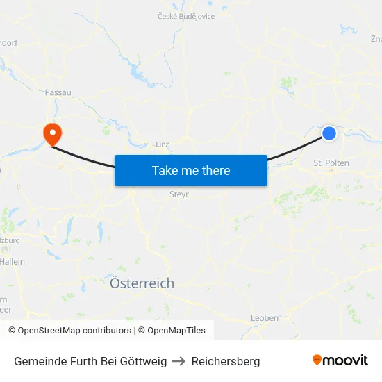 Gemeinde Furth Bei Göttweig to Reichersberg map