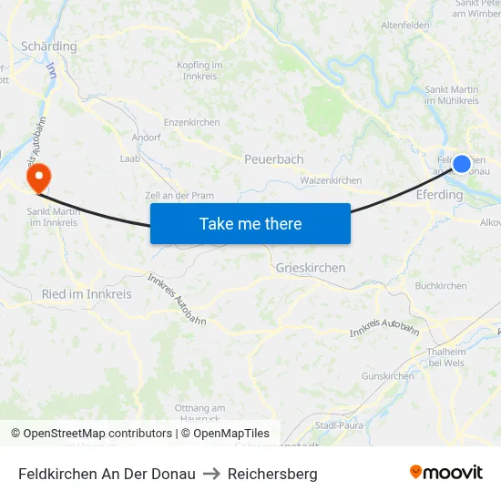 Feldkirchen An Der Donau to Reichersberg map