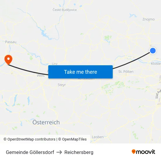 Gemeinde Göllersdorf to Reichersberg map