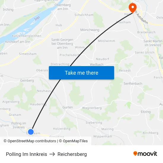 Polling Im Innkreis to Reichersberg map