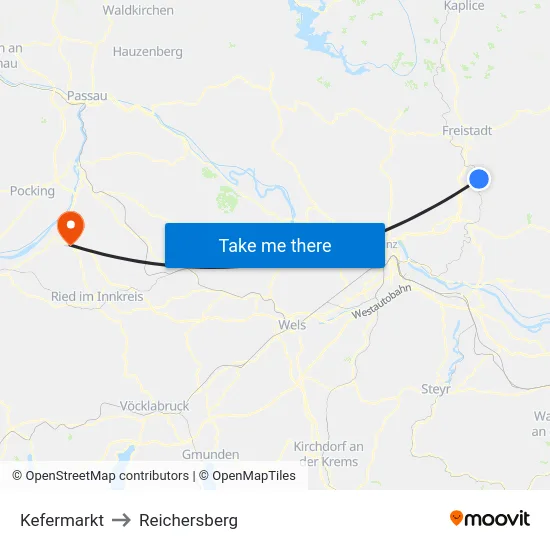 Kefermarkt to Reichersberg map