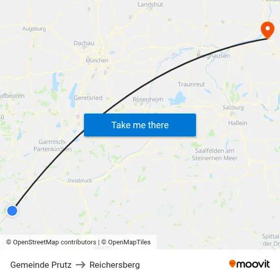 Gemeinde Prutz to Reichersberg map