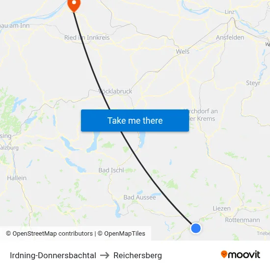 Irdning-Donnersbachtal to Reichersberg map