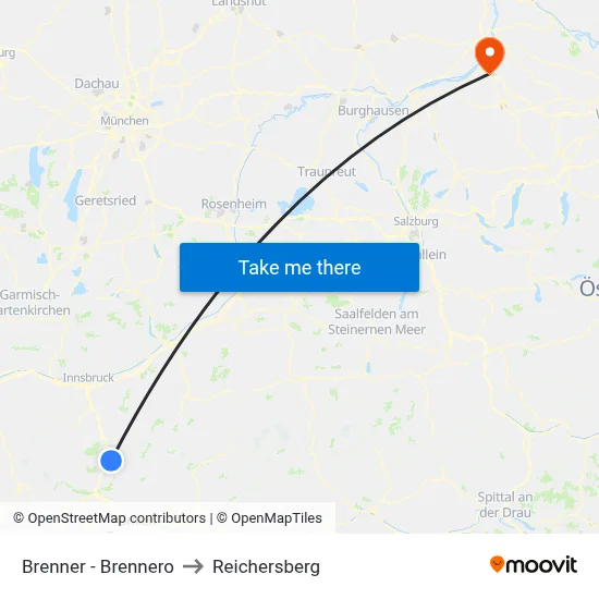 Brenner - Brennero to Reichersberg map