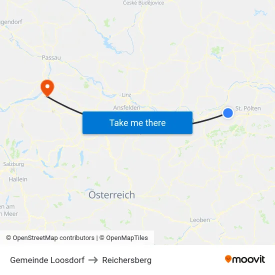 Gemeinde Loosdorf to Reichersberg map