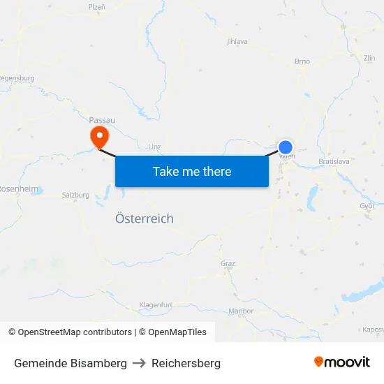 Gemeinde Bisamberg to Reichersberg map