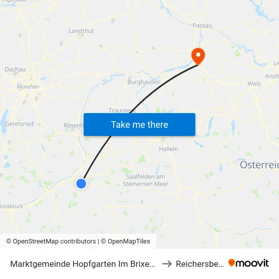 Marktgemeinde Hopfgarten Im Brixental to Reichersberg map