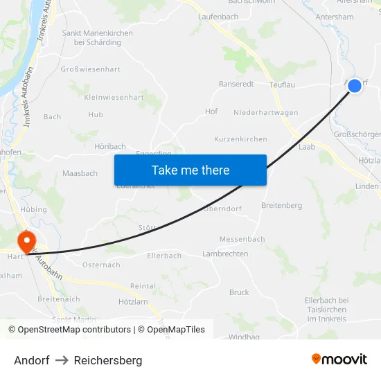 Andorf to Reichersberg map