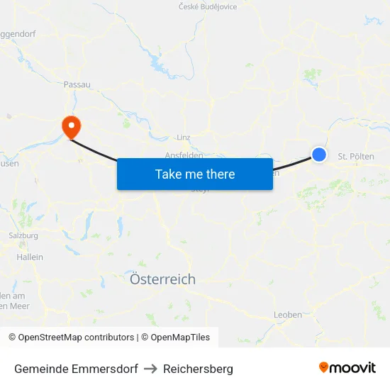 Gemeinde Emmersdorf to Reichersberg map