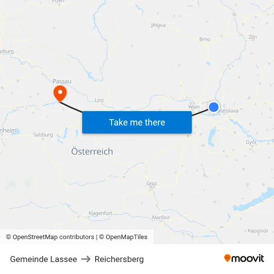 Gemeinde Lassee to Reichersberg map