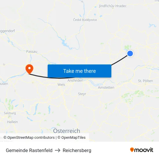 Gemeinde Rastenfeld to Reichersberg map