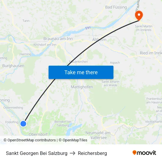 Sankt Georgen Bei Salzburg to Reichersberg map