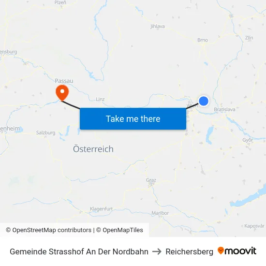 Gemeinde Strasshof An Der Nordbahn to Reichersberg map