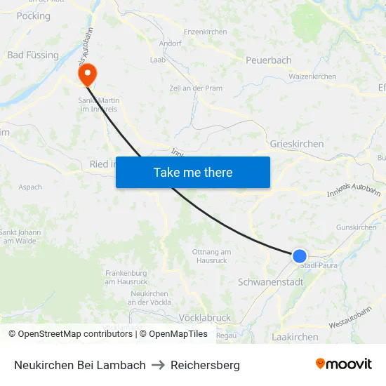 Neukirchen Bei Lambach to Reichersberg map