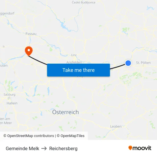 Gemeinde Melk to Reichersberg map