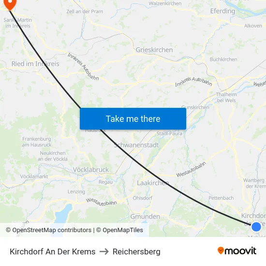 Kirchdorf An Der Krems to Reichersberg map